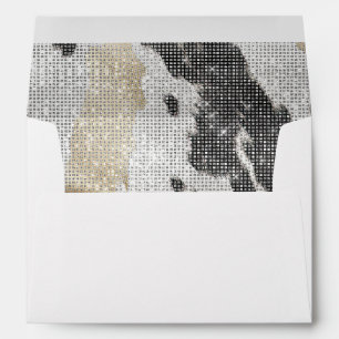 Enveloppe Noir Blanc Vachette d'or Cowgirl étincelle Anniver