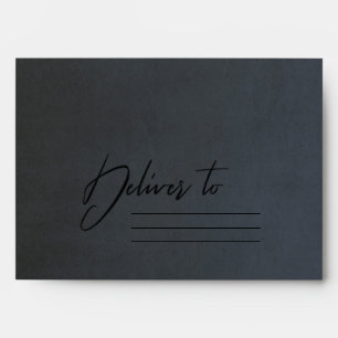 ENVELOPPE NOIR BLEU GRAY VELVET OR BRUSH STROKE ADRESSE