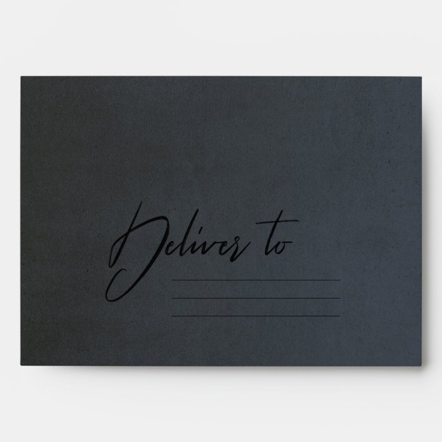 ENVELOPPE NOIR BLEU GRAY VELVET OR BRUSH STROKE ADRESSE (Devant)