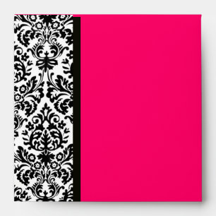 Enveloppe NOIR ET BLANC ART NOUVEAU DAMASK, Pink Fuchsia