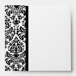 ENVELOPPE NOIR ET BLANC ART NOUVEAU DAMASK, SCEAU DE CIRE RO