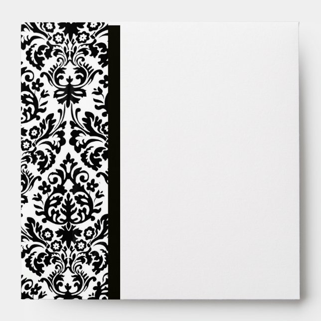 ENVELOPPE NOIR ET BLANC ART NOUVEAU DAMASK, SCEAU DE CIRE RO (Devant)