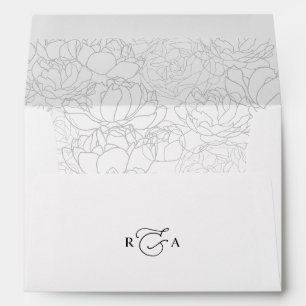 Enveloppe Noir et blanc classique avec Monogramme d'adresse 