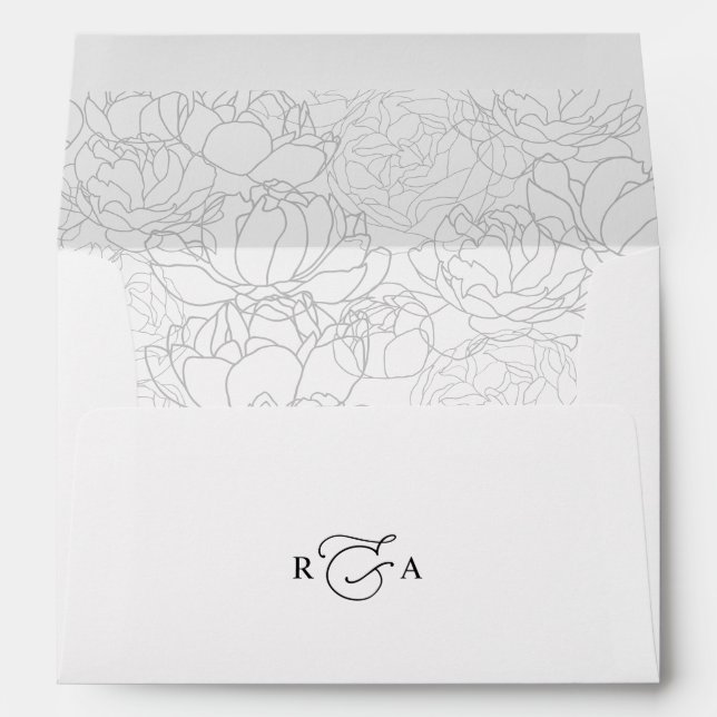 Enveloppe Noir et blanc classique avec Monogramme d'adresse  (Dos (Bas))