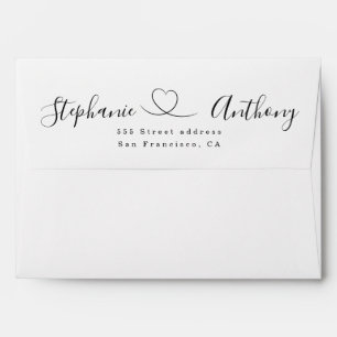 Enveloppe Noir et blanc minimaliste avec un Mariage de coeur