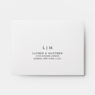 Enveloppe Noir et blanc simple Mariage Monogramme RSVP