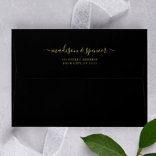 Enveloppe Noir et or élégant et moderne Mariage 5x7