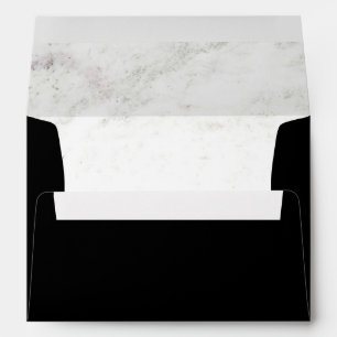 Enveloppe Noir glam et marbre avec texte or