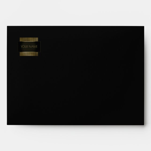 Enveloppe Noir Gold Conceptuel Nom minimal Marque de luxe (Devant)