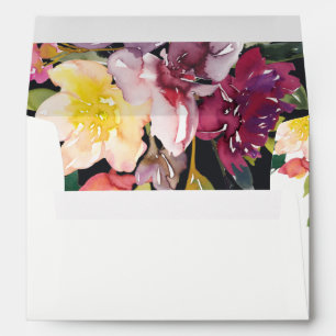 ENVELOPPE NOIR JAUNE BLEU BURGUNDY FLORAL BUNCH ADRESSE