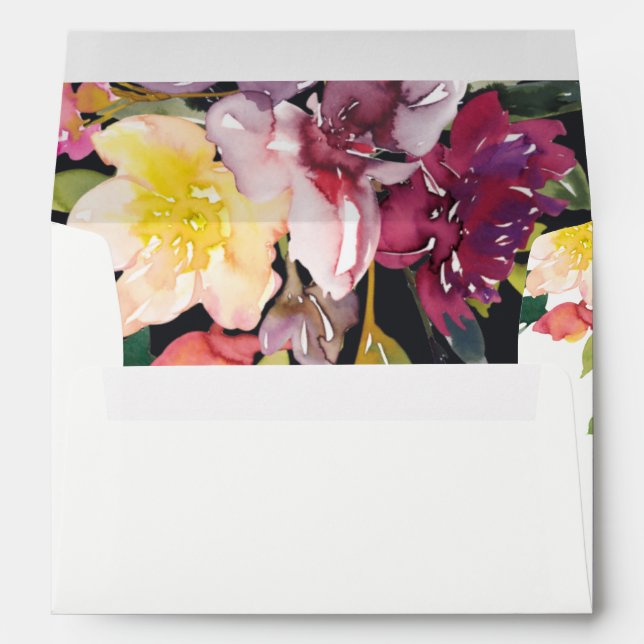 ENVELOPPE NOIR JAUNE BLEU BURGUNDY FLORAL BUNCH ADRESSE (Dos (Bas))