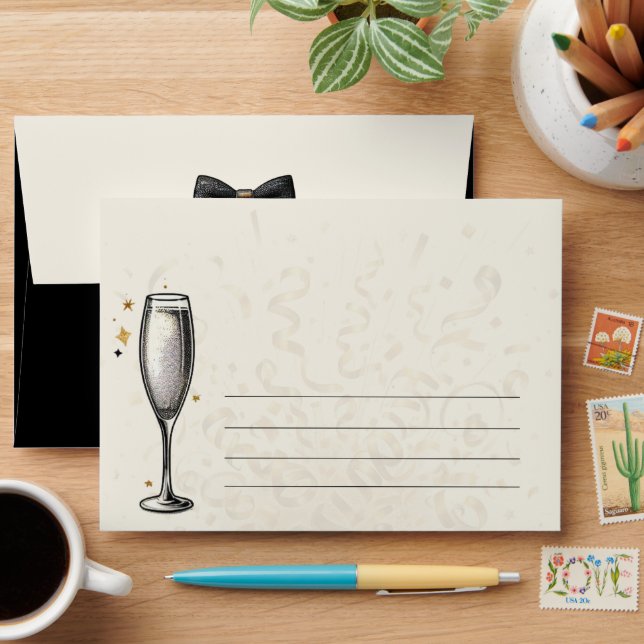 Enveloppe Noir & Or Nouvel An Mariage (Desk)