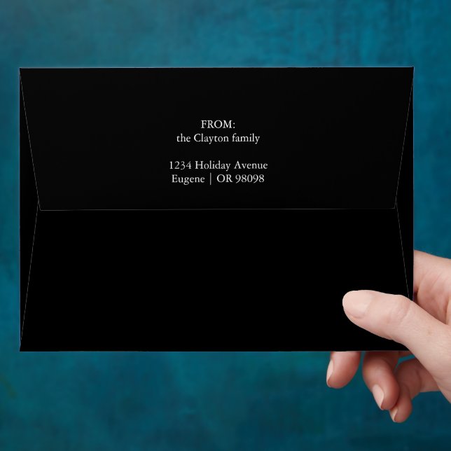 Enveloppe Noir Simple Moderne Courrier de Noël (Hand)