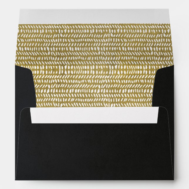 ENVELOPPE NOIR SOIE VELVET FAUX OR BRUSH STROKE ADRESSE (Dos (Bas))