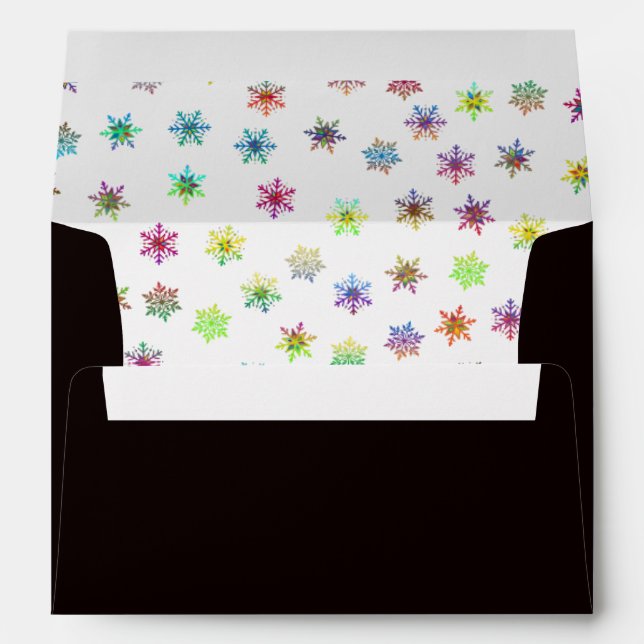 Enveloppe noire A7 5x7 Snowflake (Dos (Bas))