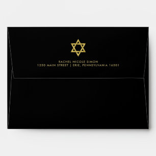 Enveloppe noire avec l'étoile de David de l'or  