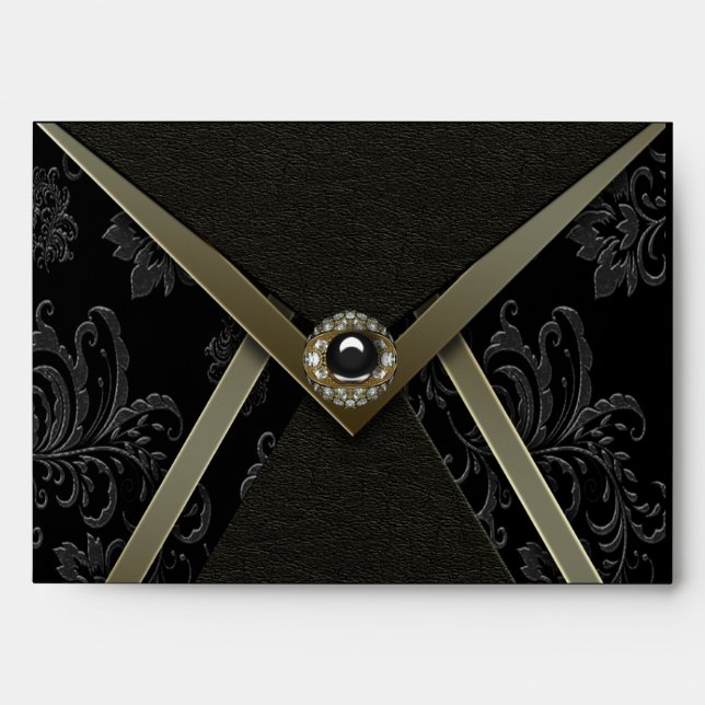Enveloppe noire Damask Gold Blue (Devant)