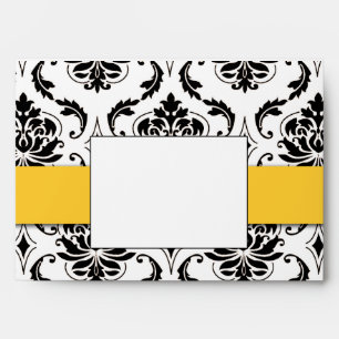 Enveloppe noire Damask Yellow Faire-part de mariag