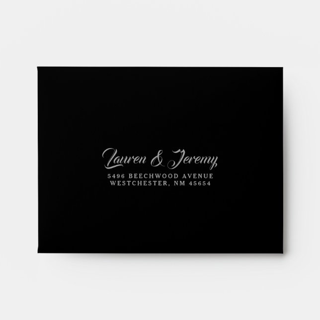 Enveloppe noire de mariage de RSVP (Devant)