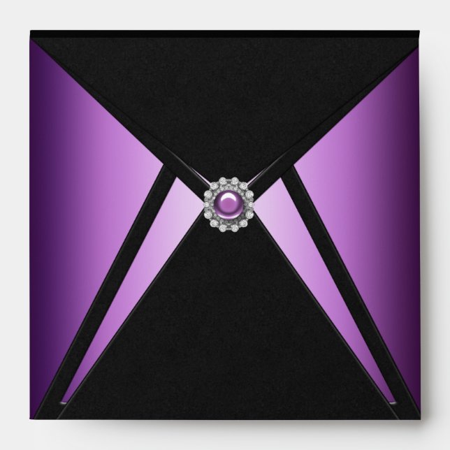 Enveloppe noire élégante avec diamant violet (Devant)