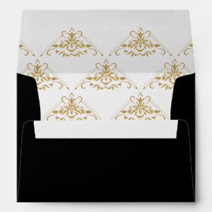 Enveloppe Noire Élégante avec Gold Inside et Flap
