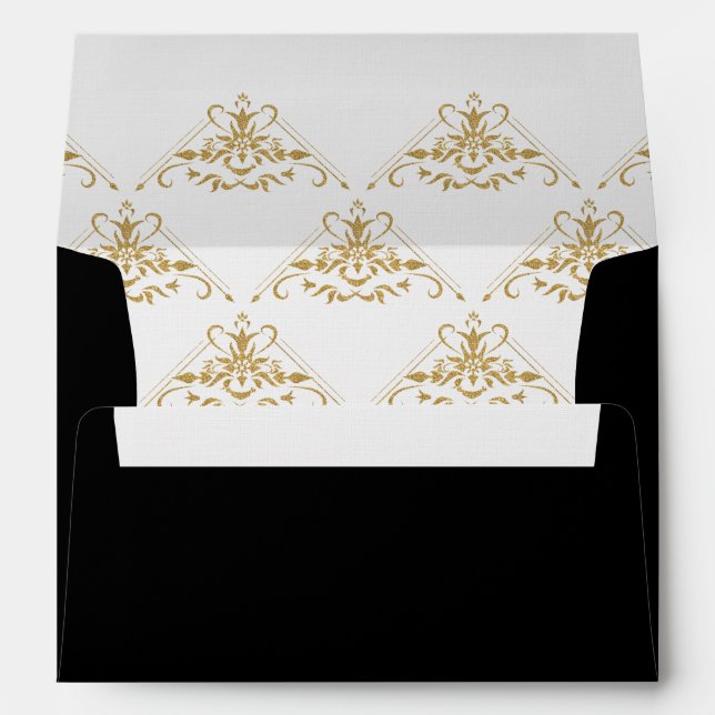 Enveloppe Noire Élégante avec Gold Inside et Flap (Dos (Bas))