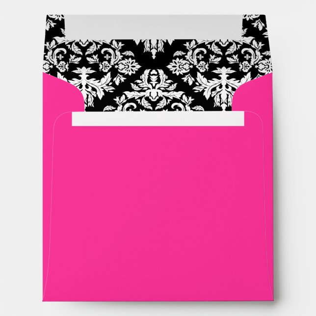 Enveloppe noire et blanche de damassé de roses (Dos (Bas))