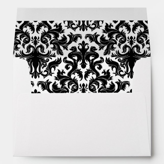 Enveloppe noire et blanche de la damassé A7 pour (Dos (Bas))