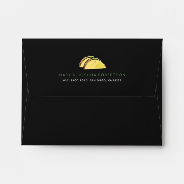 Enveloppe noire Motif Taco Green Arrow (Dos (Haut rabat))