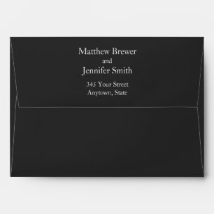 Enveloppe noire personnalisée avec adresse de reto