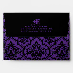 Enveloppe noire pourpre de Goth mariage damassé