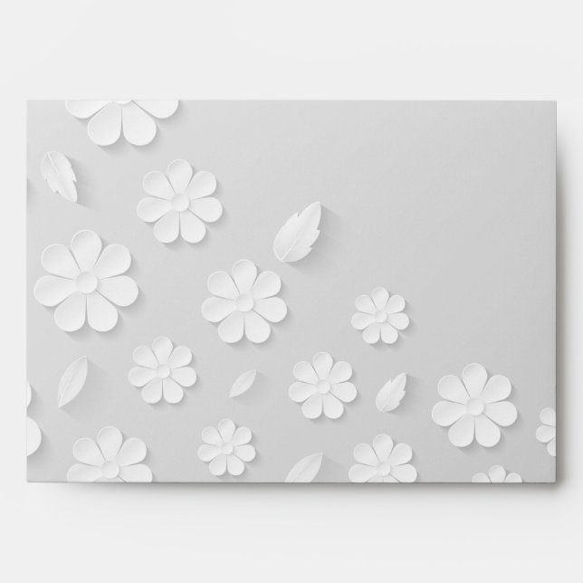Enveloppe Nom à relief floral blanc initiales personnalisées (Devant)