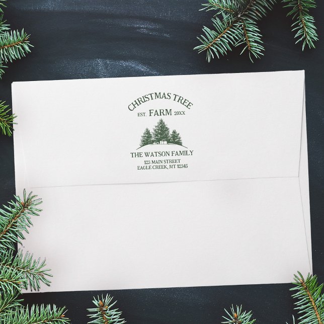 Enveloppe Nom de famille personnalisé Christmas Tree Farm Re (Créateur téléchargé)
