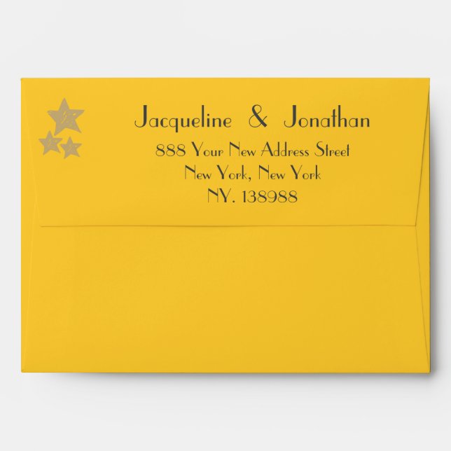 Enveloppe Nom de script chic simple adresse invitation jaune (Dos (Haut rabat))