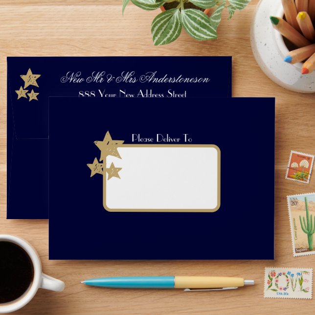 Enveloppe Nom de script chic simple adresse mariage classiqu (Desk)