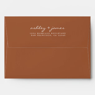 Enveloppe Nom de script chic TerraCotta Mariage Adresse de r