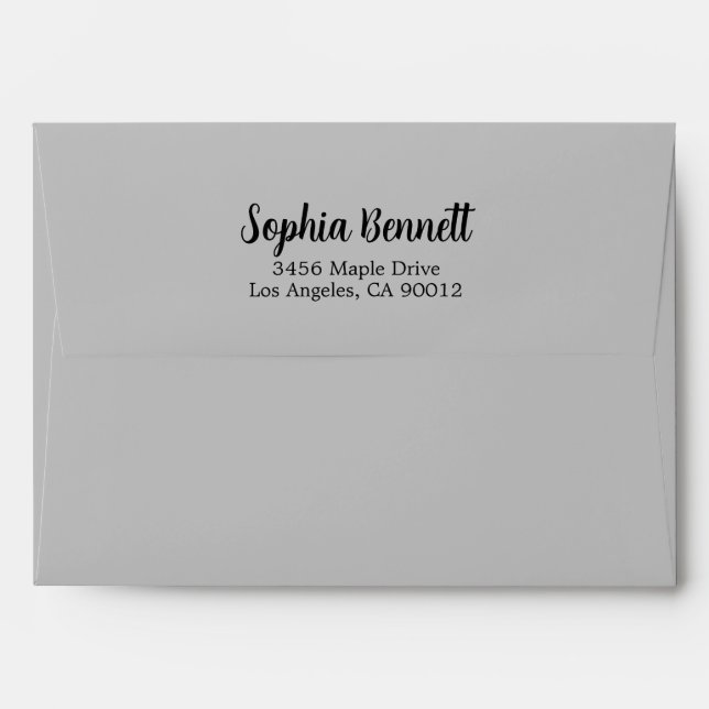 Enveloppe Nom de script élégant Adresse de retour Blanc 5x7  (Dos (Haut rabat))