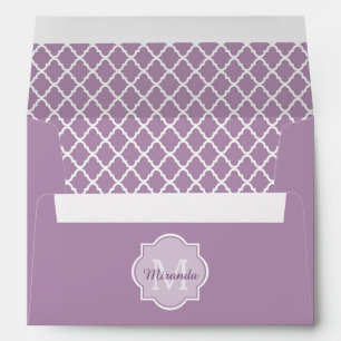 Enveloppe Nom décoré d'un monogramme pourpre de Quatrefoil