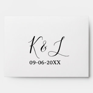 Enveloppe nom du couple de mariage lettre date fond pastel r