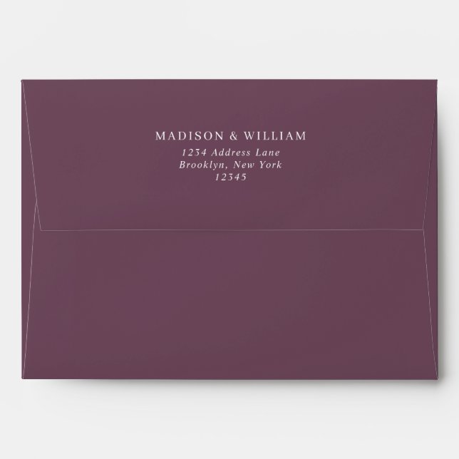Enveloppe Nom du Mariage d'adresse pour le violet rouge de l (Dos (Haut rabat))