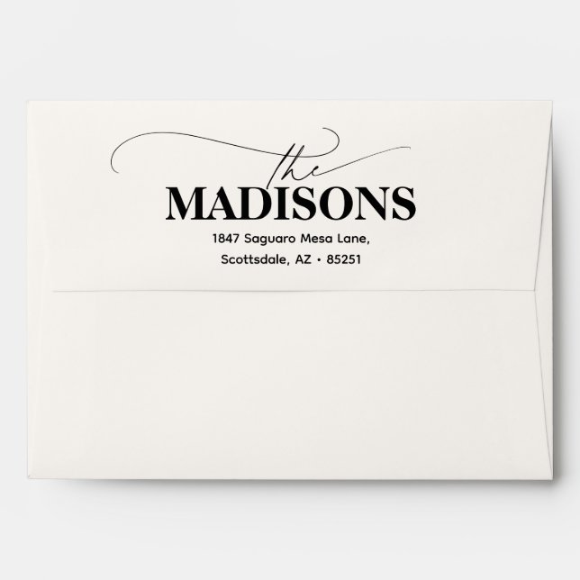 Enveloppe Nom gras de script moderne pour mariage (Dos (Haut rabat))