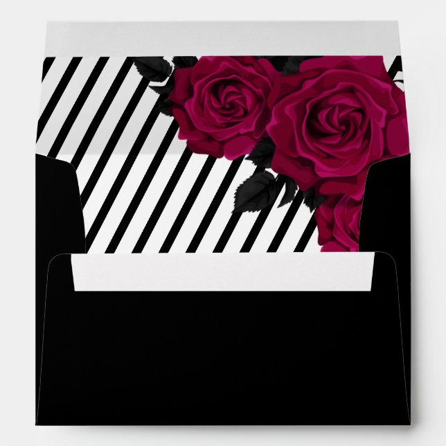 Enveloppe Nom personnalisé Élégant Rose Stripes Mariage goth (Dos (Bas))