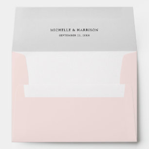 Enveloppe Noms de mariage élégants rose blush Date