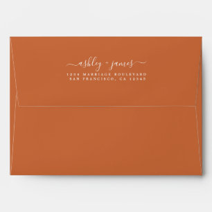 Enveloppe Noms élégants Burnt Orange Mariage Adresse de reto