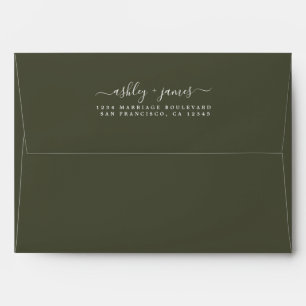 Enveloppe Noms élégants Olive Green Mariage Adresse de retou