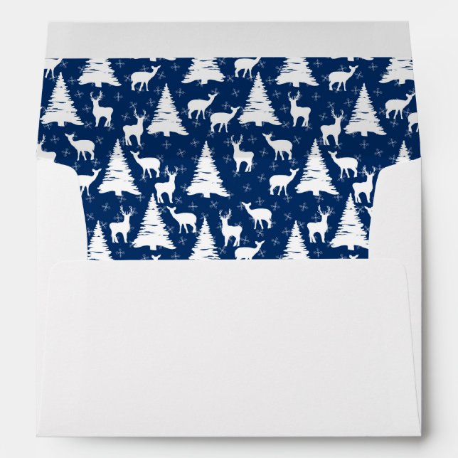 Enveloppe Nordique Outdoorsy Blue Deer Pine Tree Linked Cust (Dos (Bas))