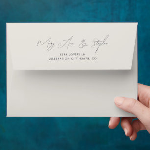 Enveloppe Nous faisons minimaliste Calligraphie Beige Adress