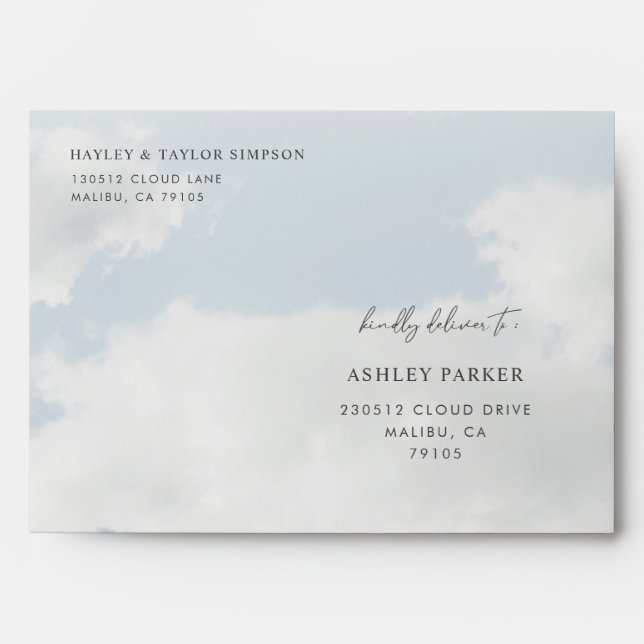 Enveloppe Nous sommes sur Cloud 9 Baby shower Adresse Envelo (Devant)