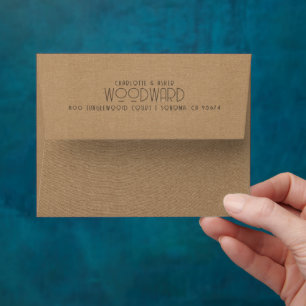 Enveloppe Nouveau couple Nom Mariage Monogramme Brown