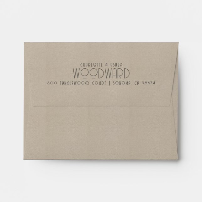 Enveloppe Nouveau couple Nom Mariage Monogramme Smoky Taupe (Dos (Haut rabat))